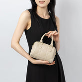 Genuine Leather Rhombus Boston Shoulder Bag