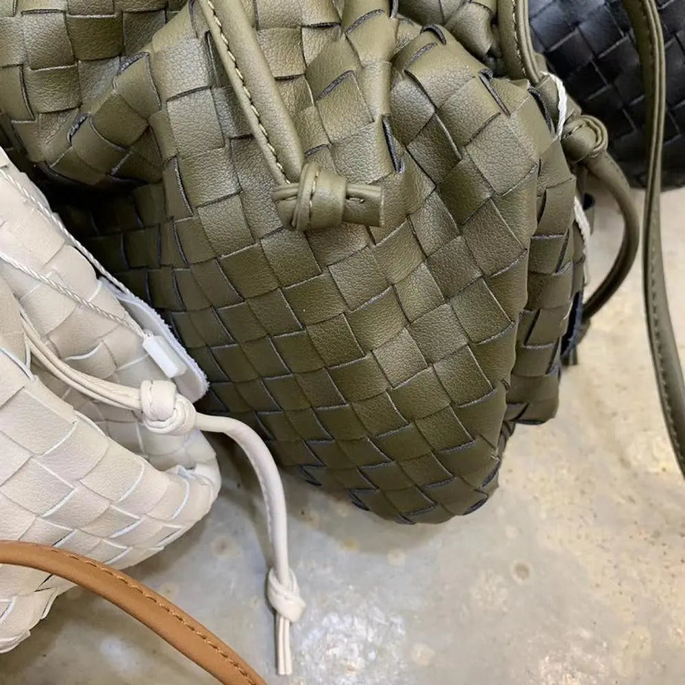 Genuine Leather Sheepskin Woven Shoulder Bag