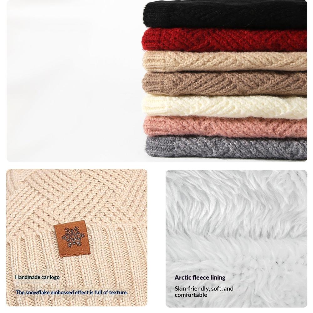 Ladies Warm Knitted Hat Scarf And Gloves Three-Piece Set