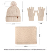 Ladies Warm Knitted Hat Scarf And Gloves Three-Piece Set