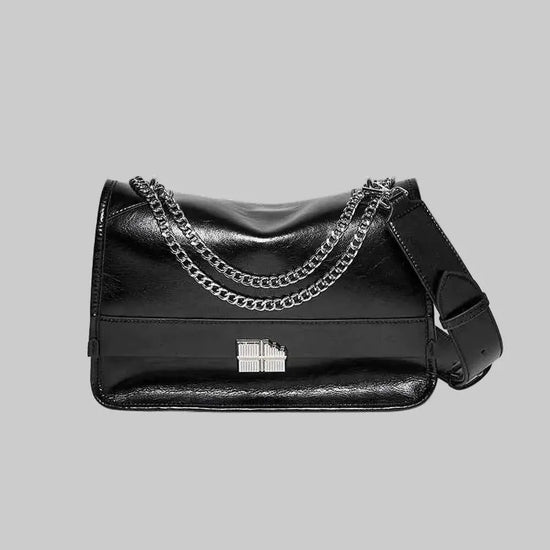 Large Black Chain Messenger Bag
