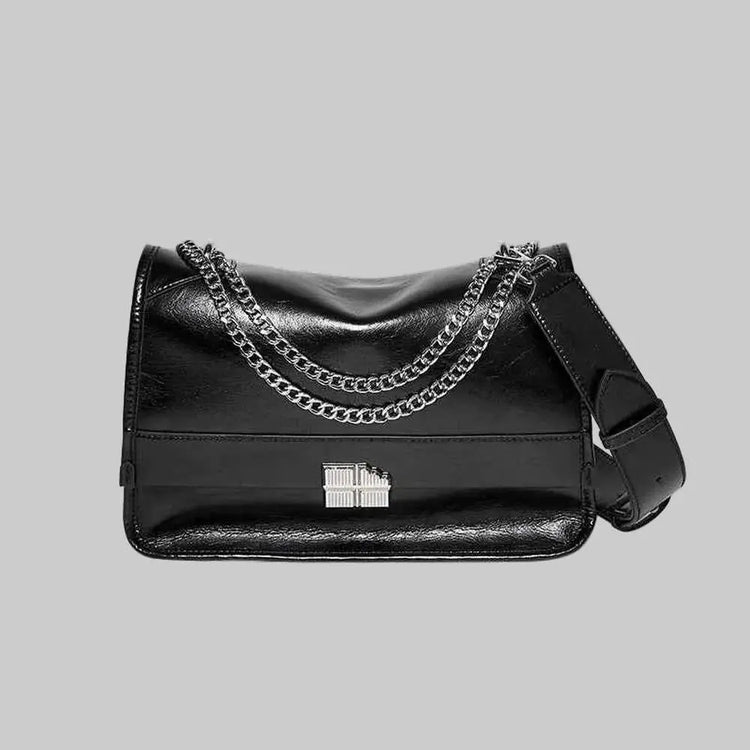 Large Black Chain Messenger Bag