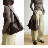 Large Capacity Soft Leather Shoulder Bag for Everyday Chic Style