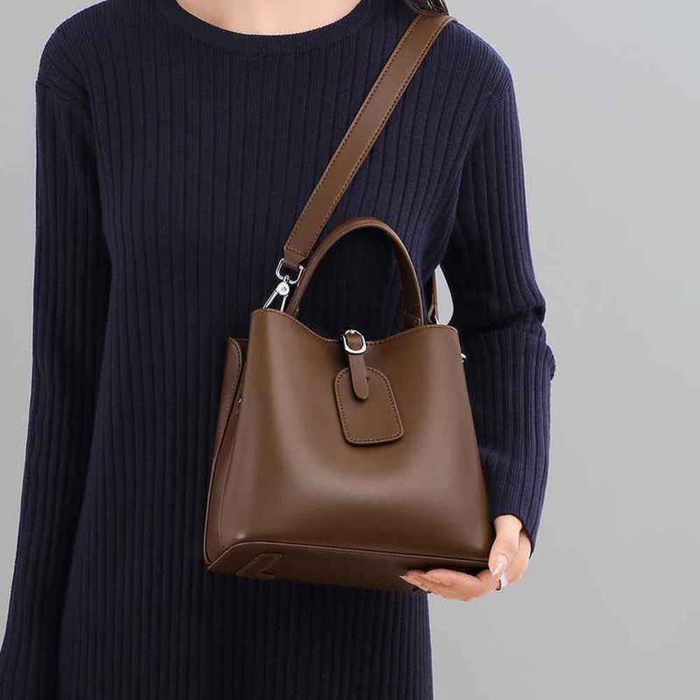 Large Leather Bucket handle Crossbody