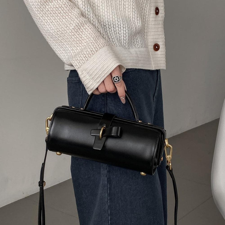 Leather Cylinder Handbag