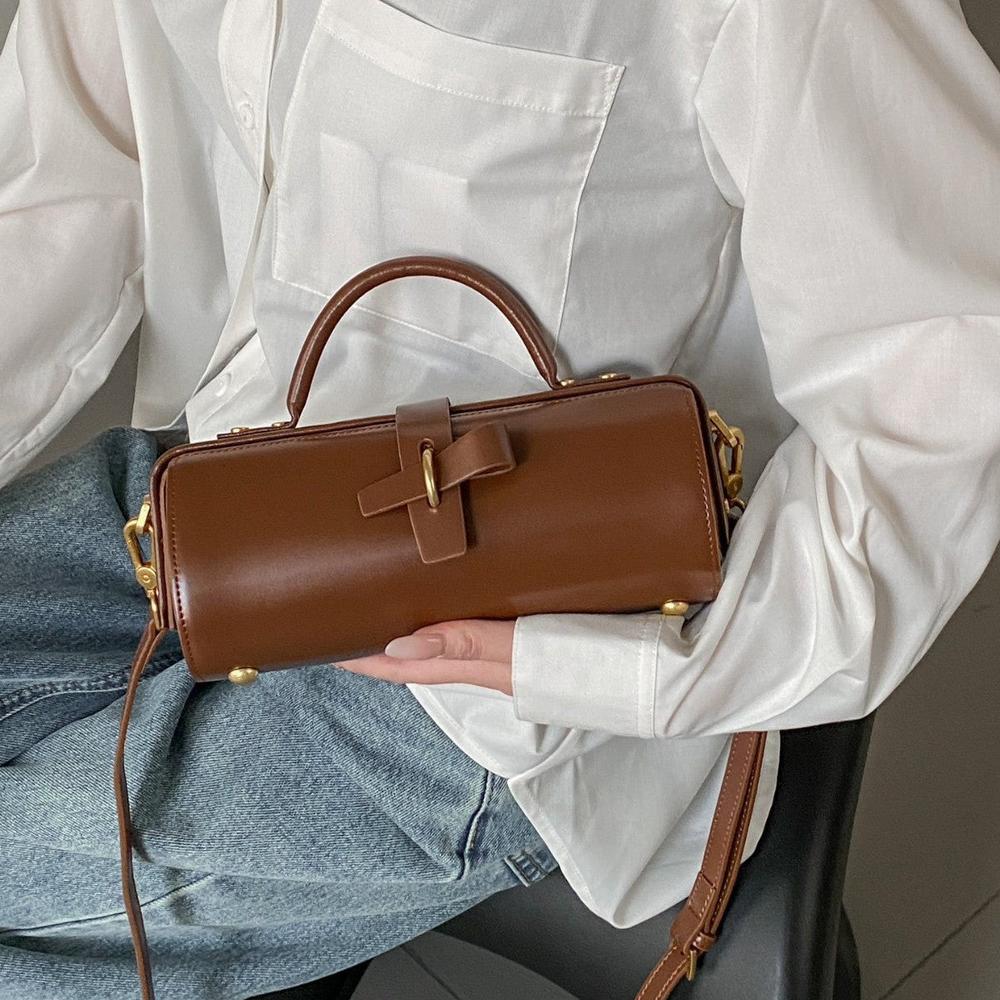 Leather Cylinder Handbag