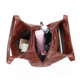 Leather Large Capacity Marble Grain Shoulder Bag
