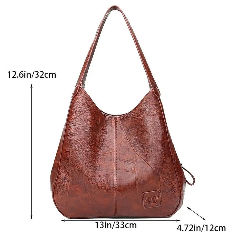 Leather Large Capacity Marble Grain Shoulder Bag