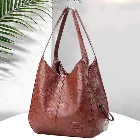 Leather Large Capacity Marble Grain Shoulder Bag
