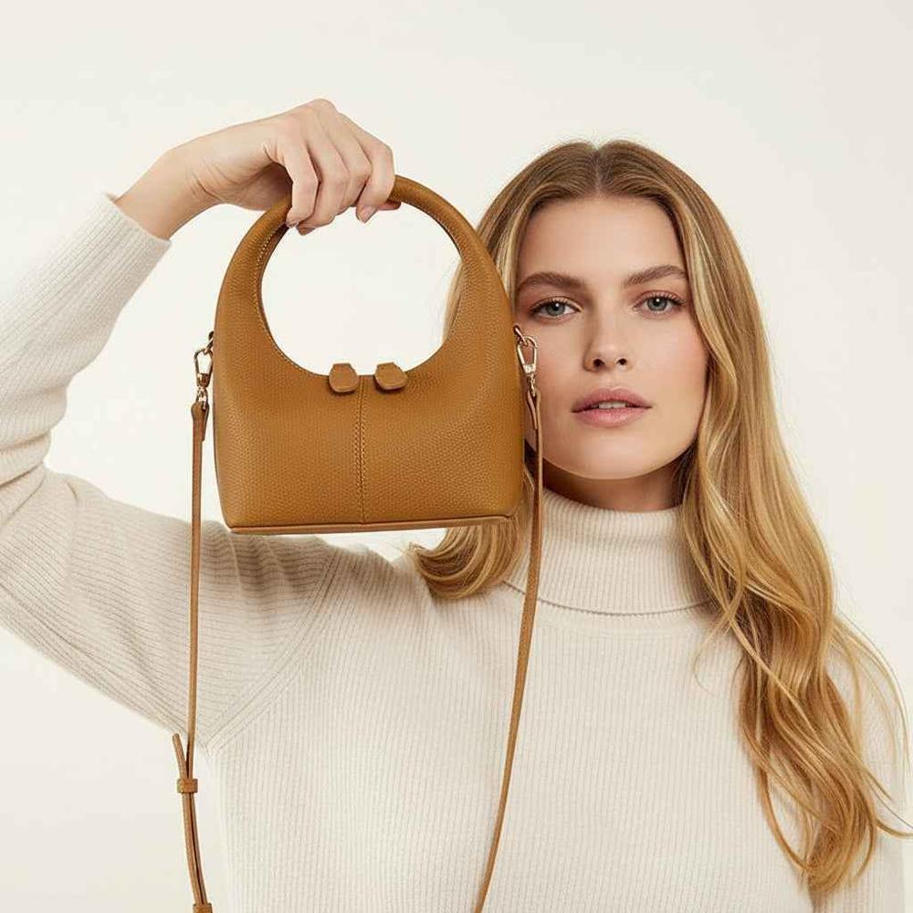 Litchi Grain Leather Handbag