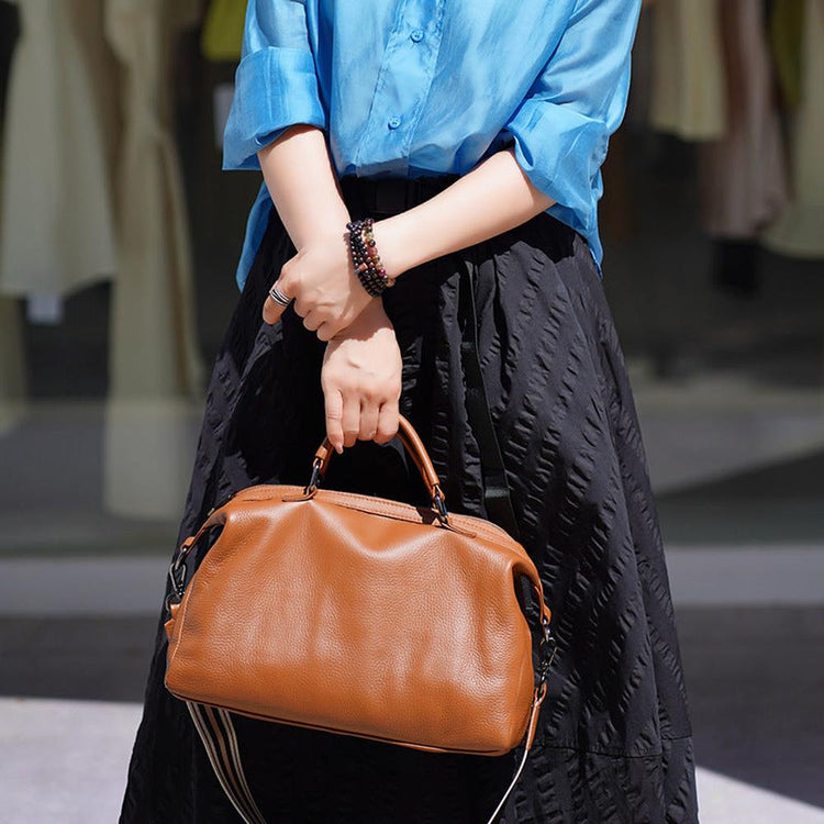 New Genuine pillow shaped Leather Handbag