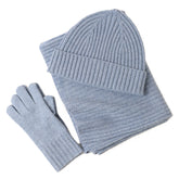 New Wool Scarf Hat Gloves Three-piece Set