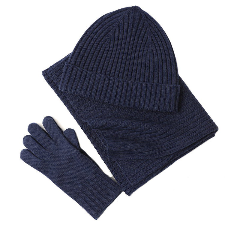 New Wool Scarf Hat Gloves Three-piece Set