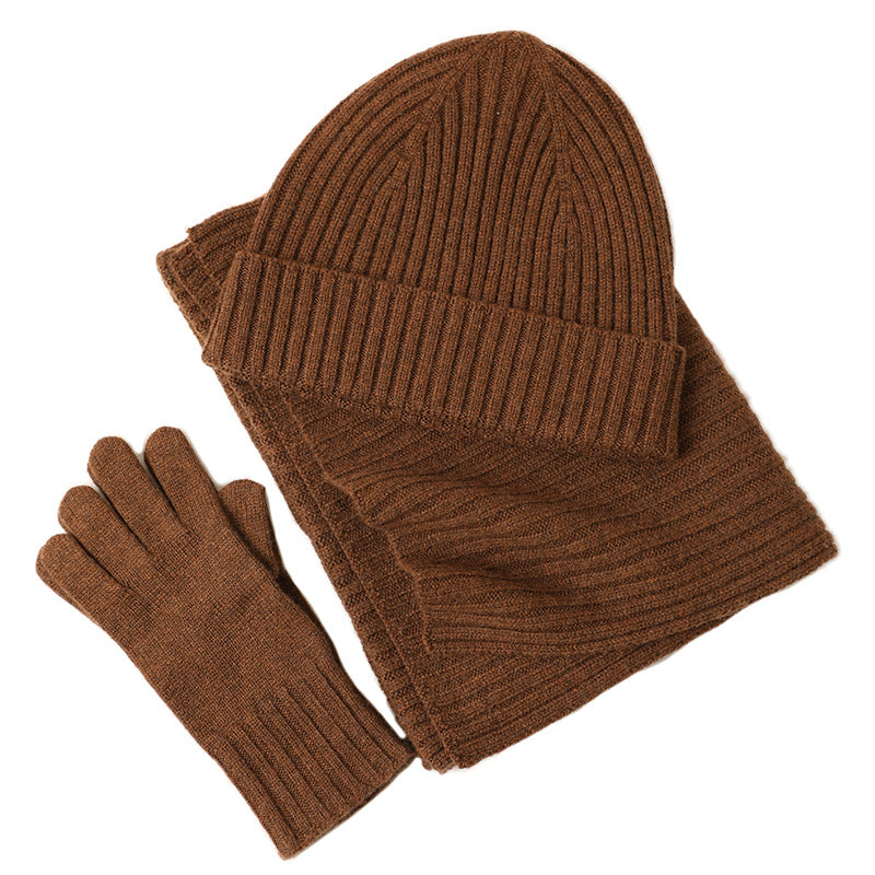 New Wool Scarf Hat Gloves Three-piece Set