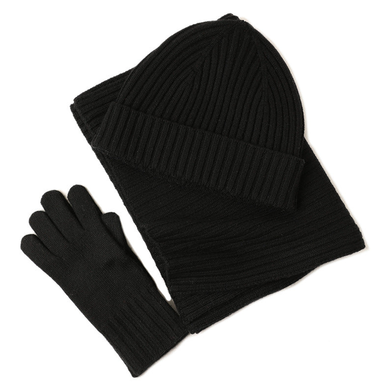 New Wool Scarf Hat Gloves Three-piece Set