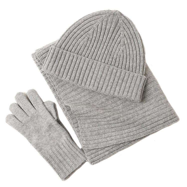 New Wool Scarf Hat Gloves Three-piece Set