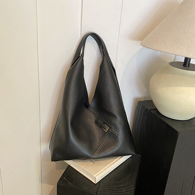 Soft Leather Shoulder Bag - Simple and Large Capacity