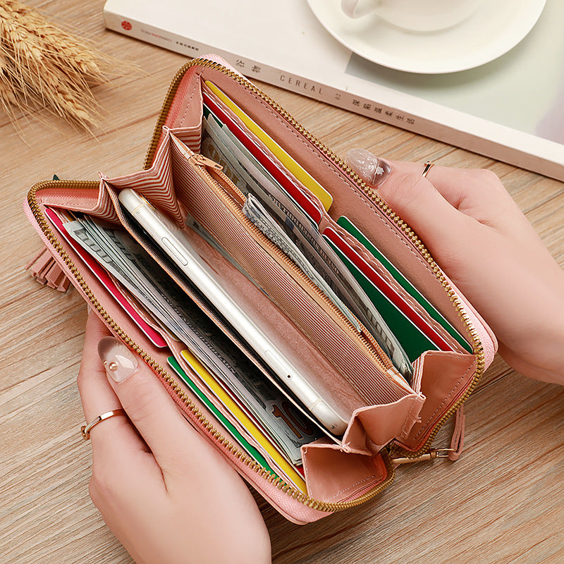 Portefeuille multi-cartes souple grande capacité pour femme