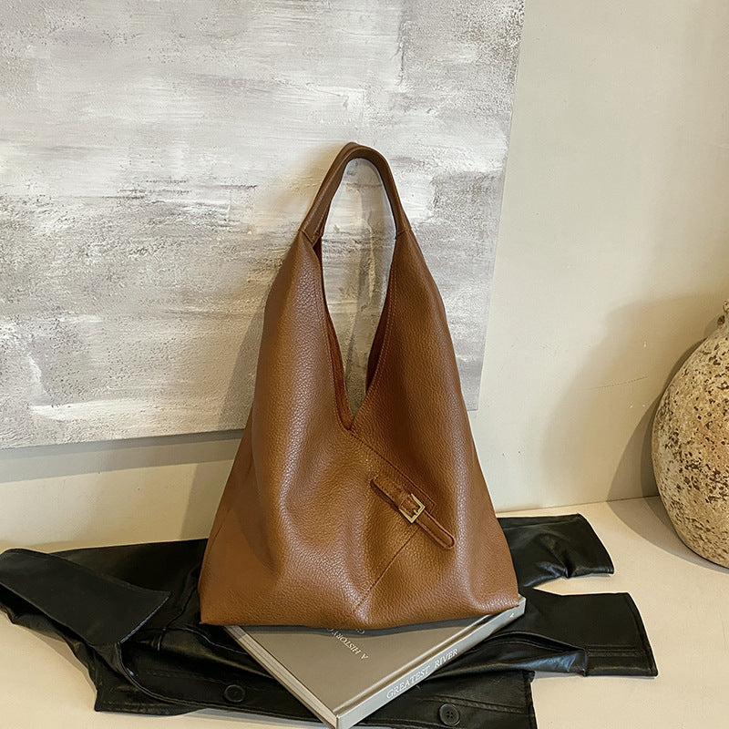 Soft Leather Shoulder Bag - Simple and Large Capacity