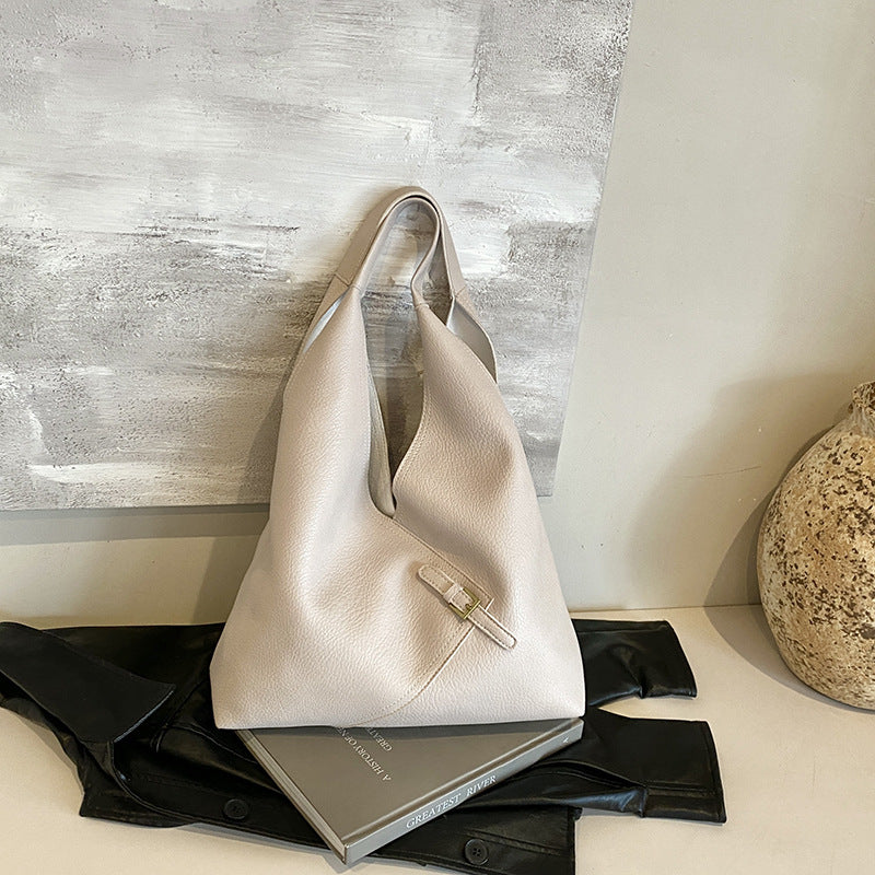Soft Leather Shoulder Bag - Simple and Large Capacity