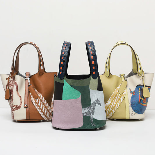 Plant-Dyed Cowhide Bucket Crossbody Bag – Eco-Friendly & Chic