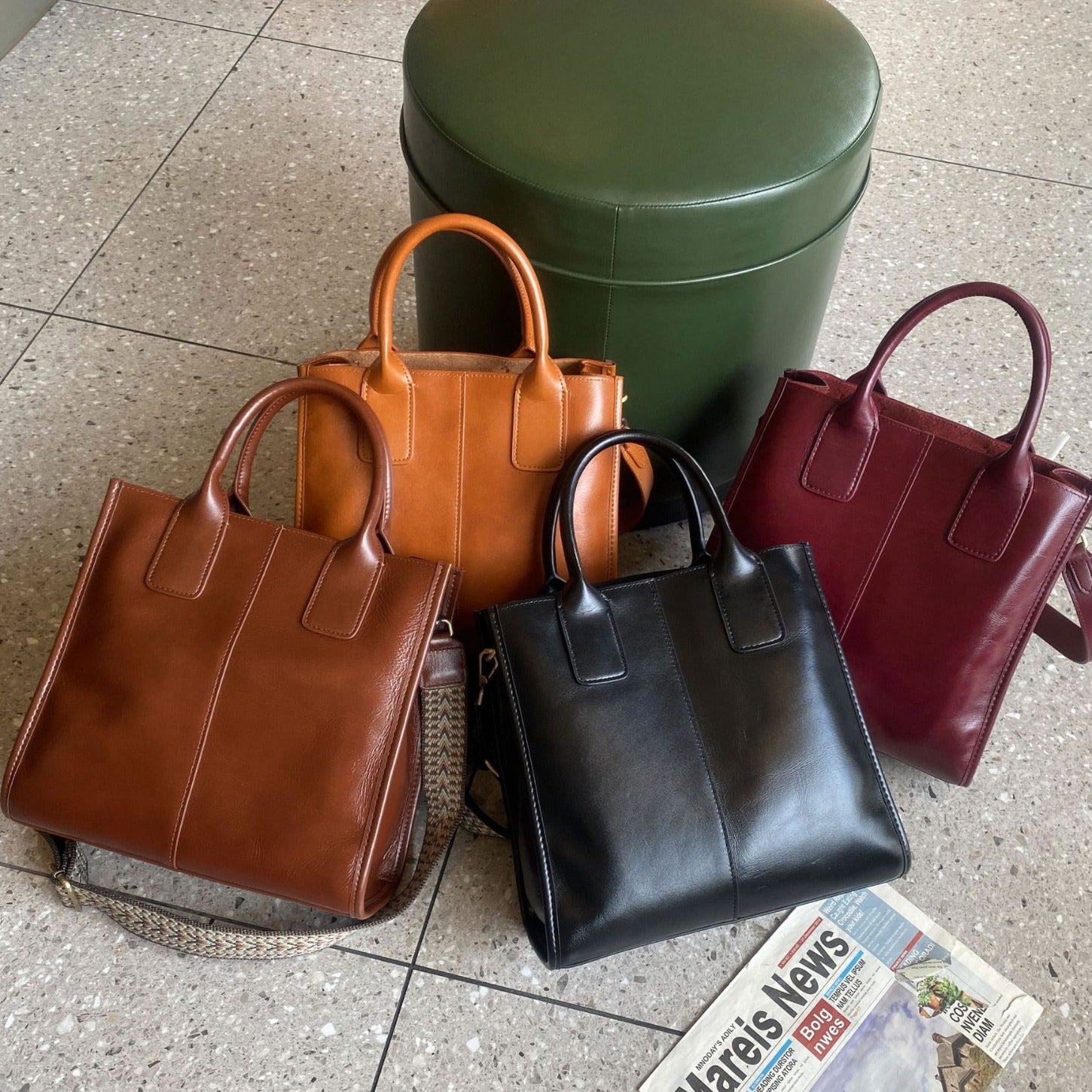 Sac à main en cuir tanné végétal