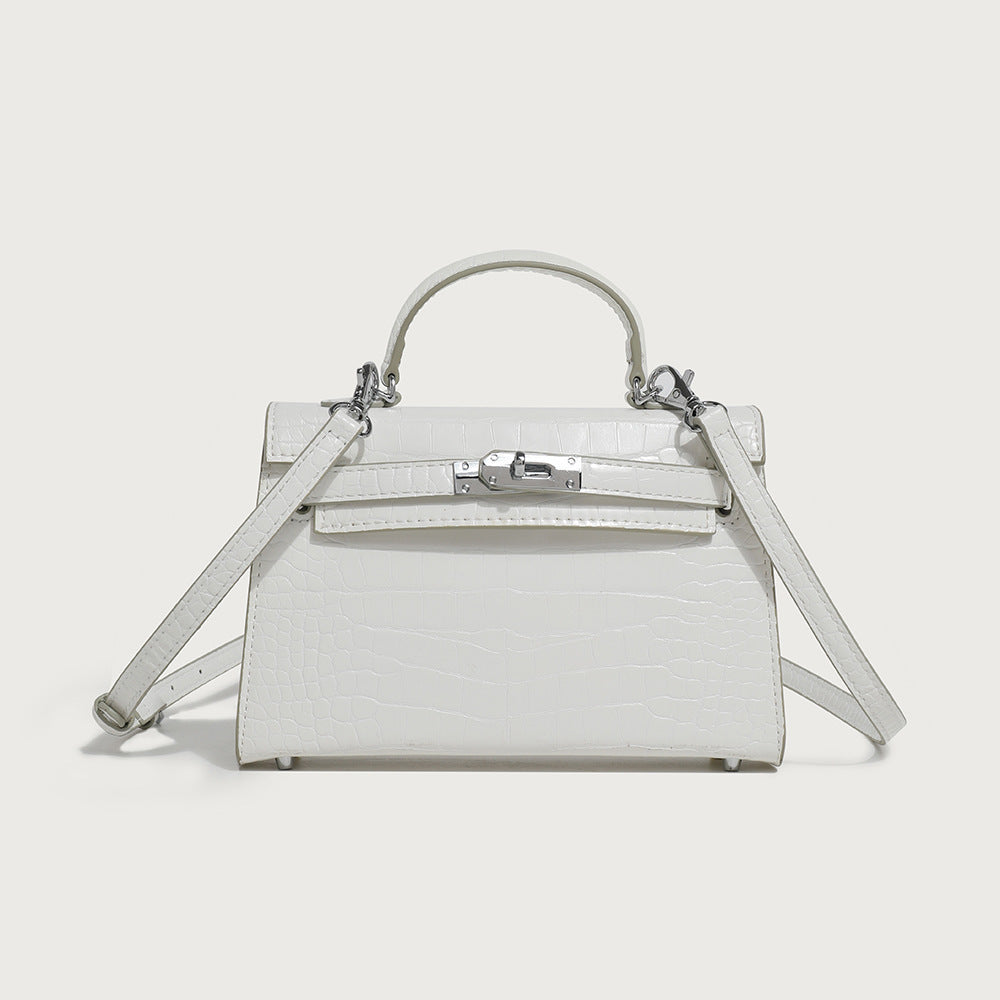 Palm print and Crocodile pattern Leather Handbag