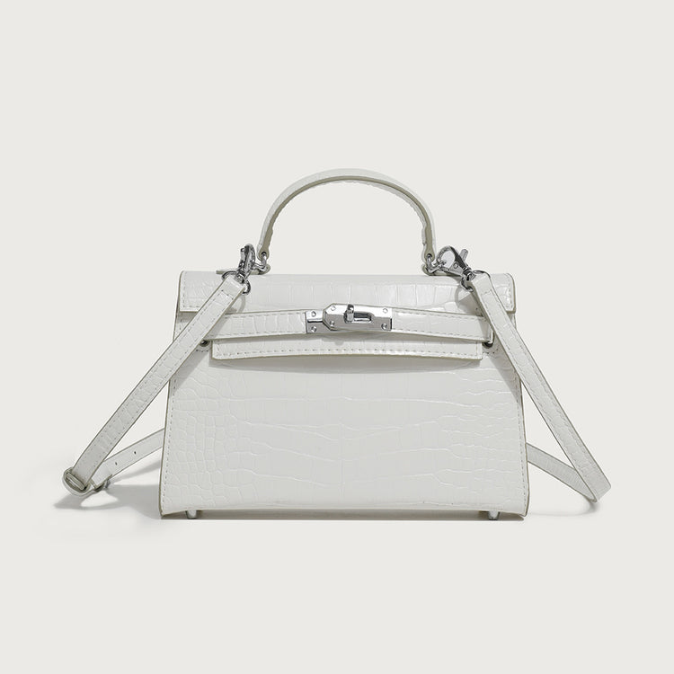 Palm print and Crocodile pattern Leather Handbag