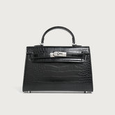 Palm print and Crocodile pattern Leather Handbag