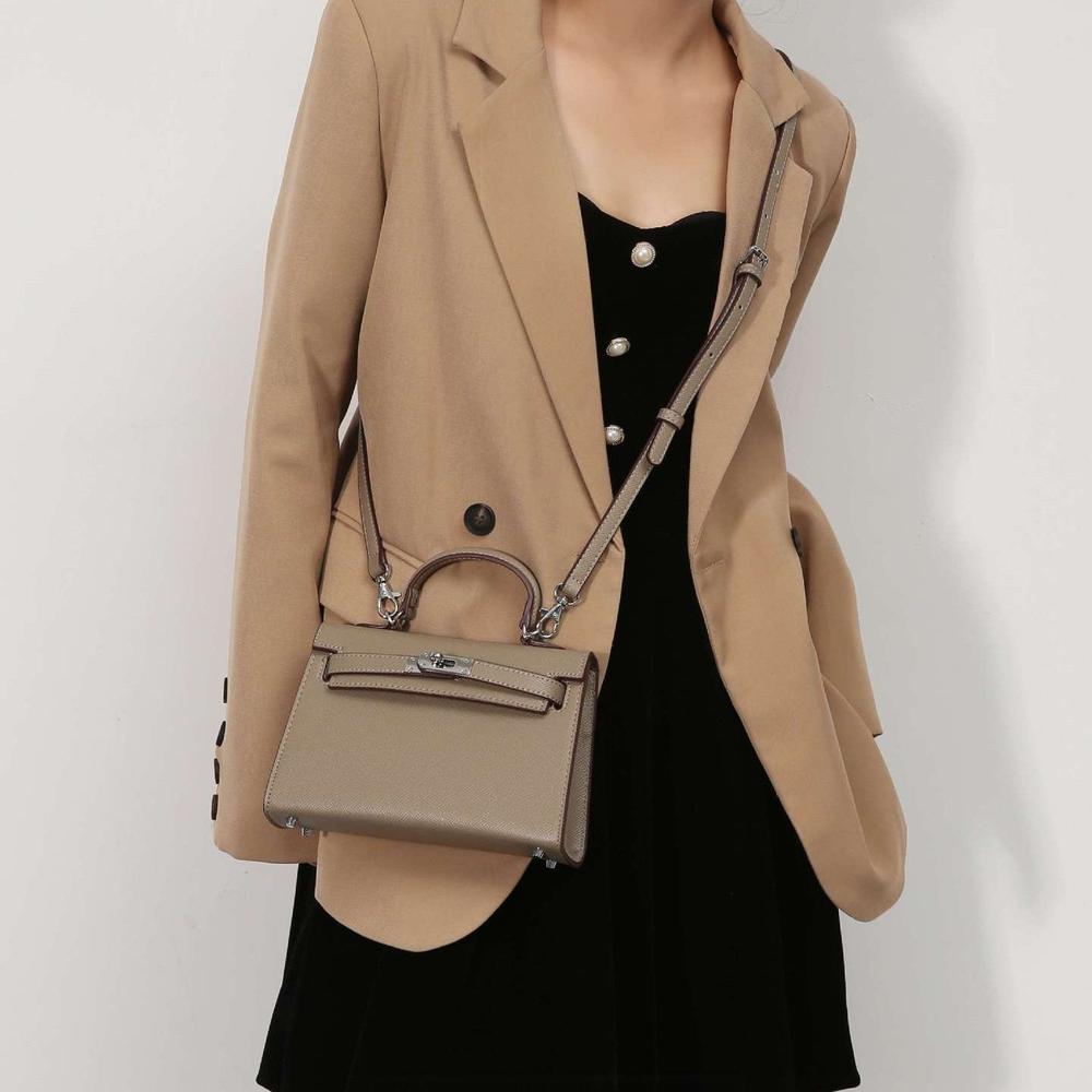 Palm print and Crocodile pattern Leather Handbag