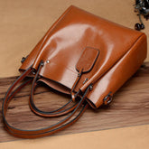 Portable Oil Wax Cattle Leather Handbag