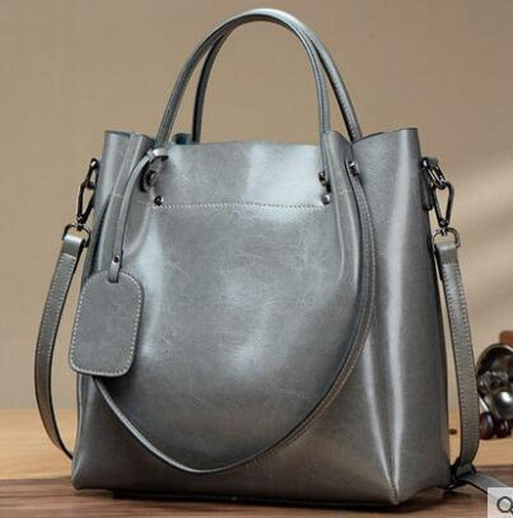 Portable Oil Wax Cattle Leather Handbag