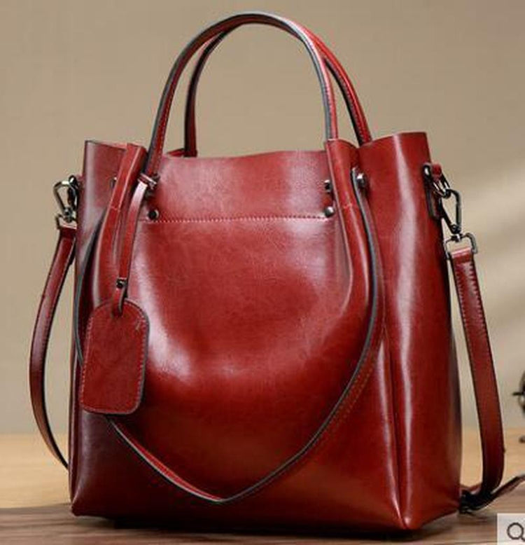 Portable Oil Wax Cattle Leather Handbag
