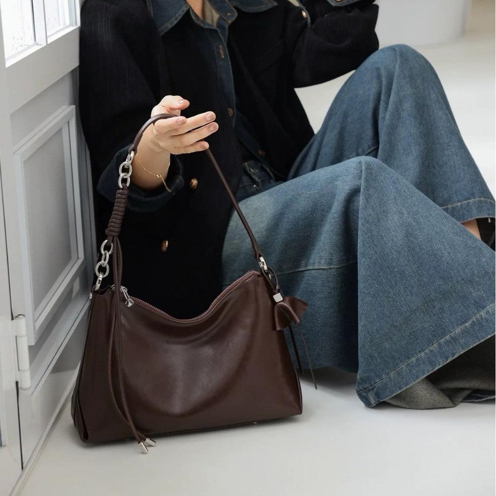 Premium Top-Grain Leather Horizontal Shoulder Bag