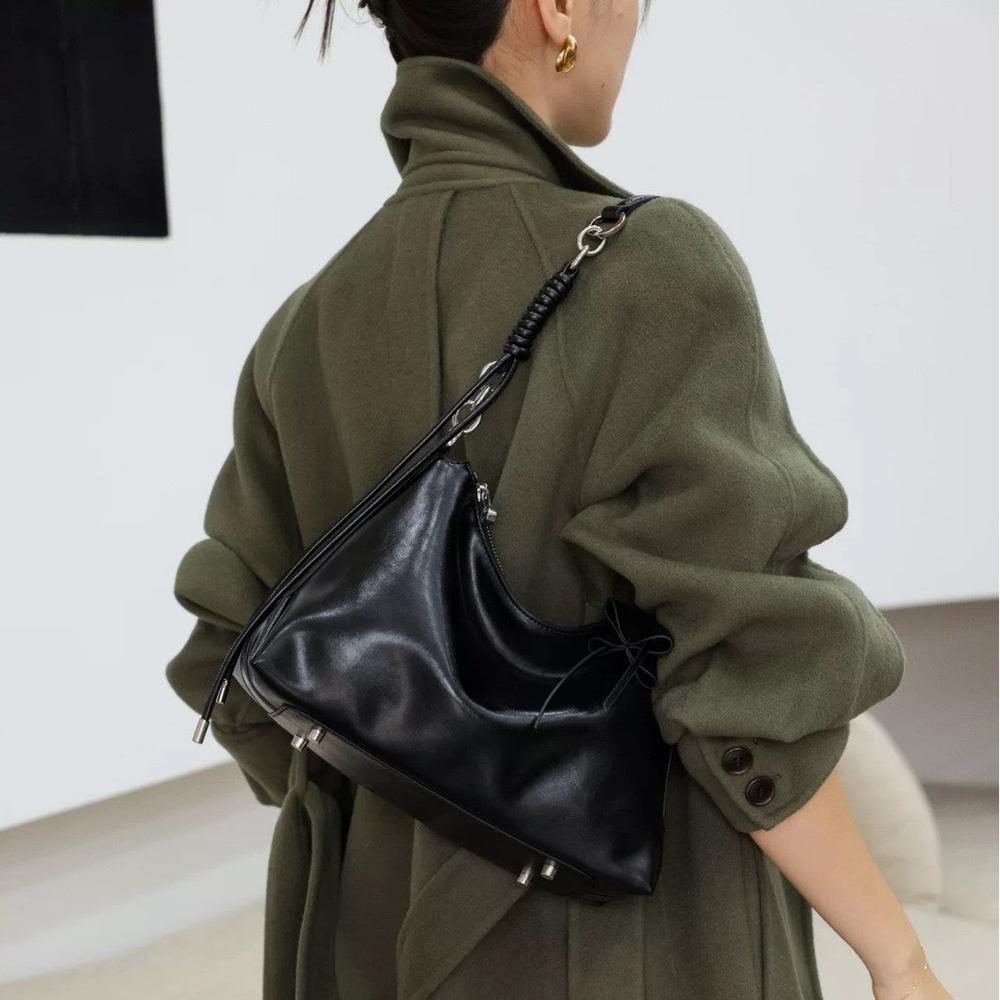 Premium Top-Grain Leather Horizontal Shoulder Bag