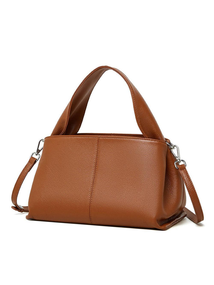 Solid Color Retro Handbag - Stylish Leather Handbags for Every Occasion
