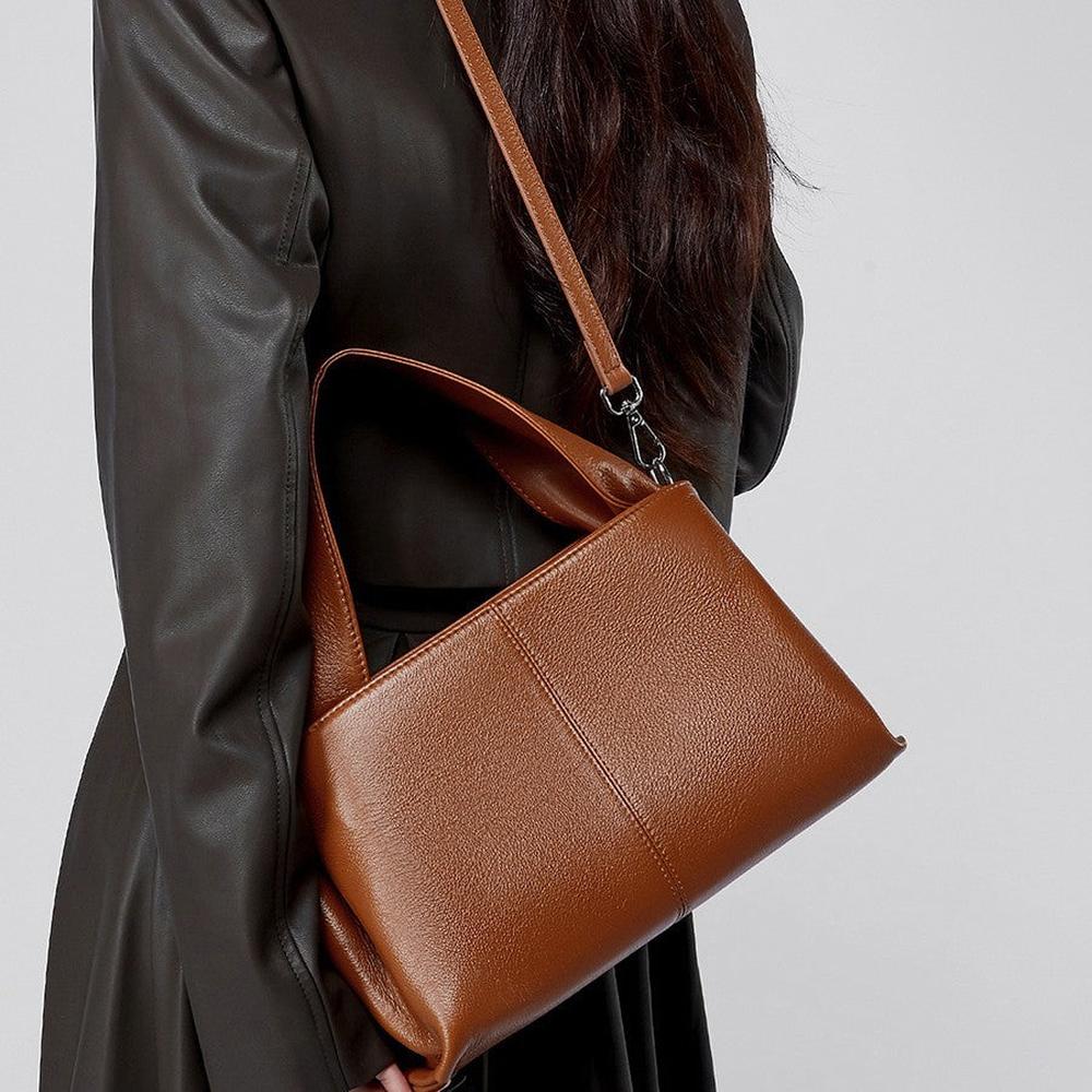 Solid Color Retro Handbag - Stylish Leather Handbags for Every Occasion