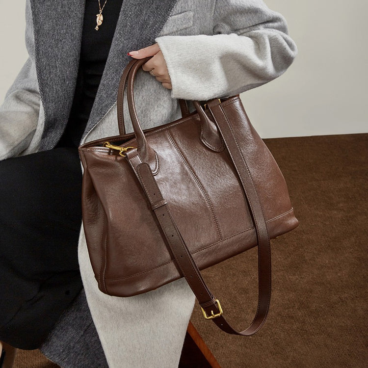 Top-Grain Leather Tote