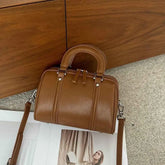 Versatile Cylindrical Leather handle satchel Bag