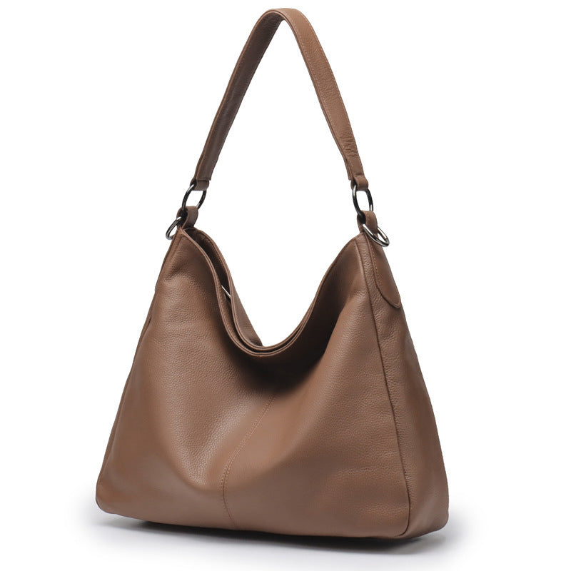 Womens High-Capacity First-Layer Cowhide Shoulder Crossbody Bag