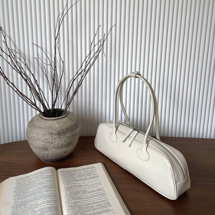 Women’s Korean-Style Leather Baguette Shoulder Bag