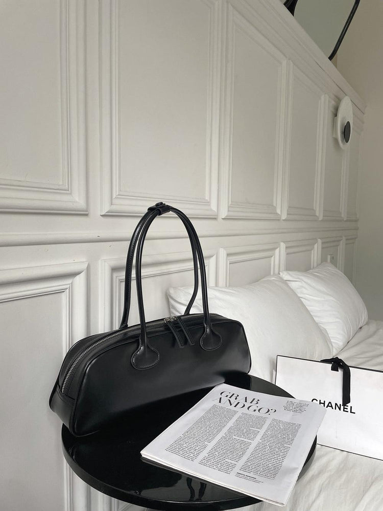 Women’s Korean-Style Leather Baguette Shoulder Bag
