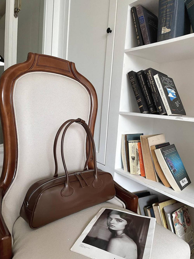 Women’s Korean-Style Leather Baguette Shoulder Bag