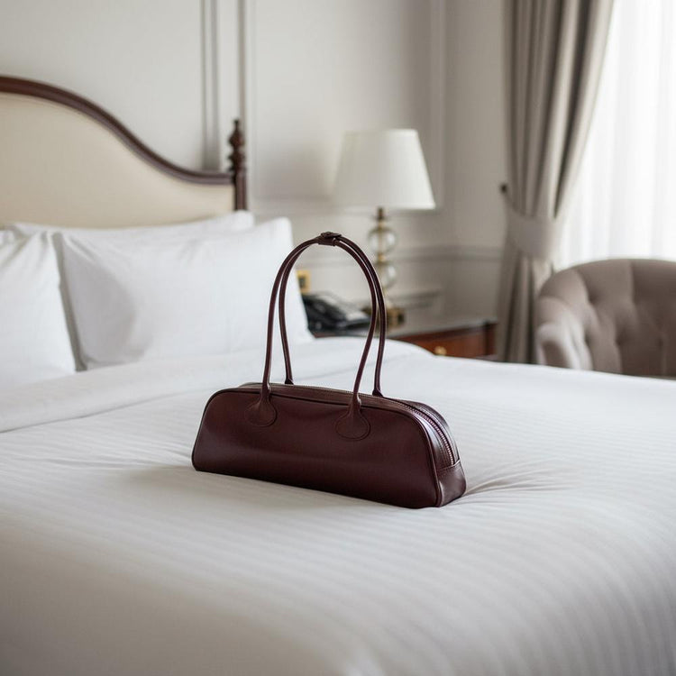 Women’s Korean-Style Leather Baguette Shoulder Bag