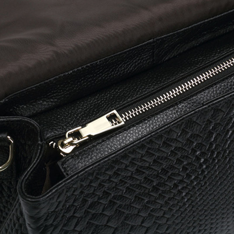 Genuine textured Leather large capacity Crossbody Bag