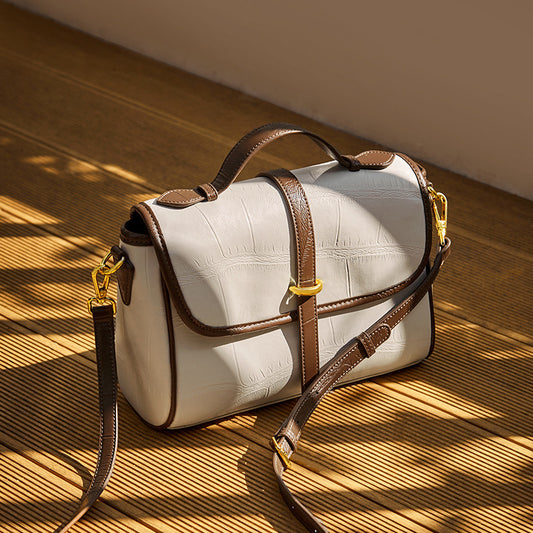 Fashion Genuine Leather Portable Messenger Bag Crossbody