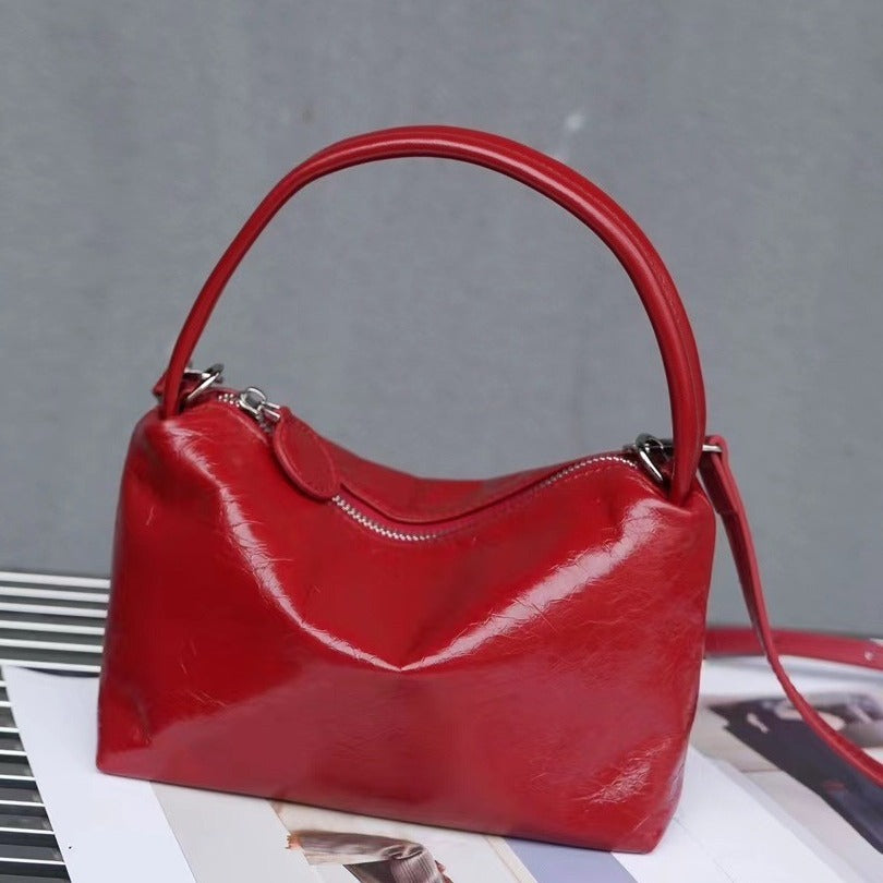 Korean Style Vintage Patent Leather Shoulder Bag