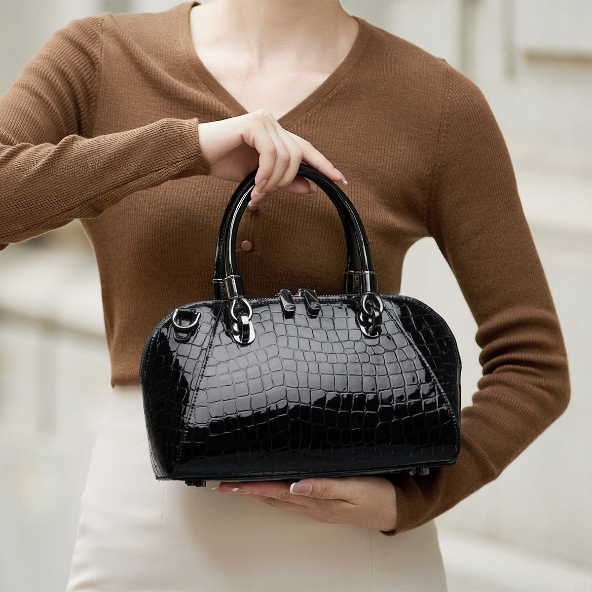 Fashion All-matching Cowhide Handbag