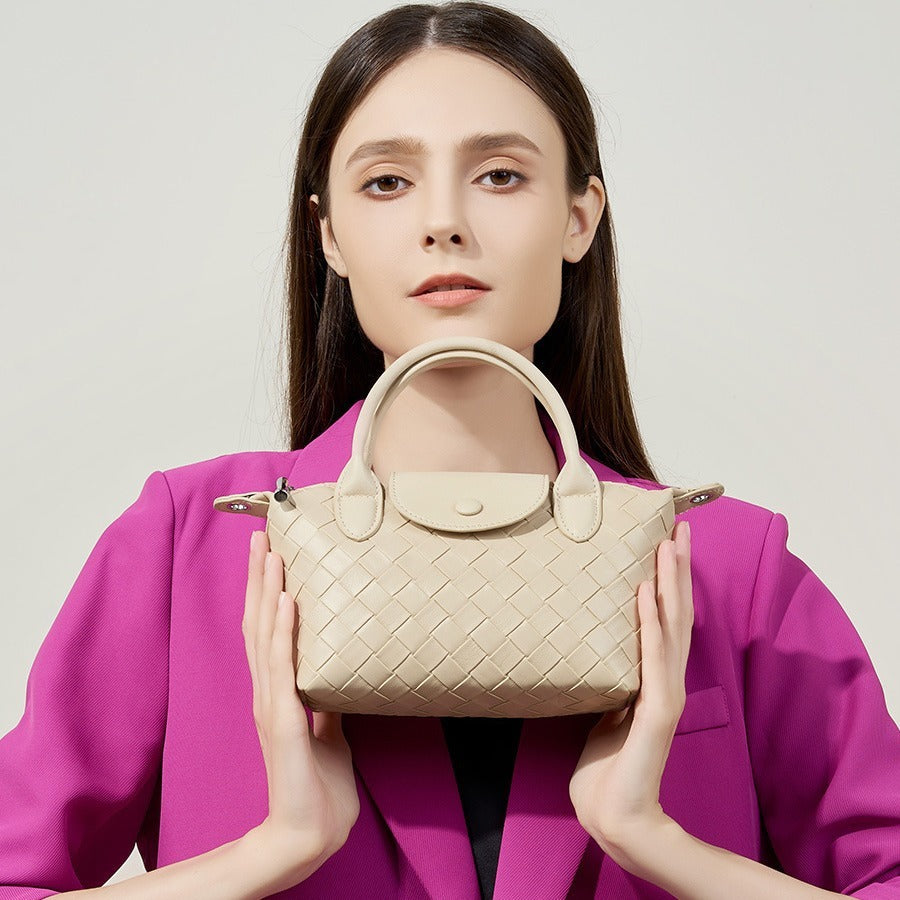 Cattlehide Leather Woven Handbag