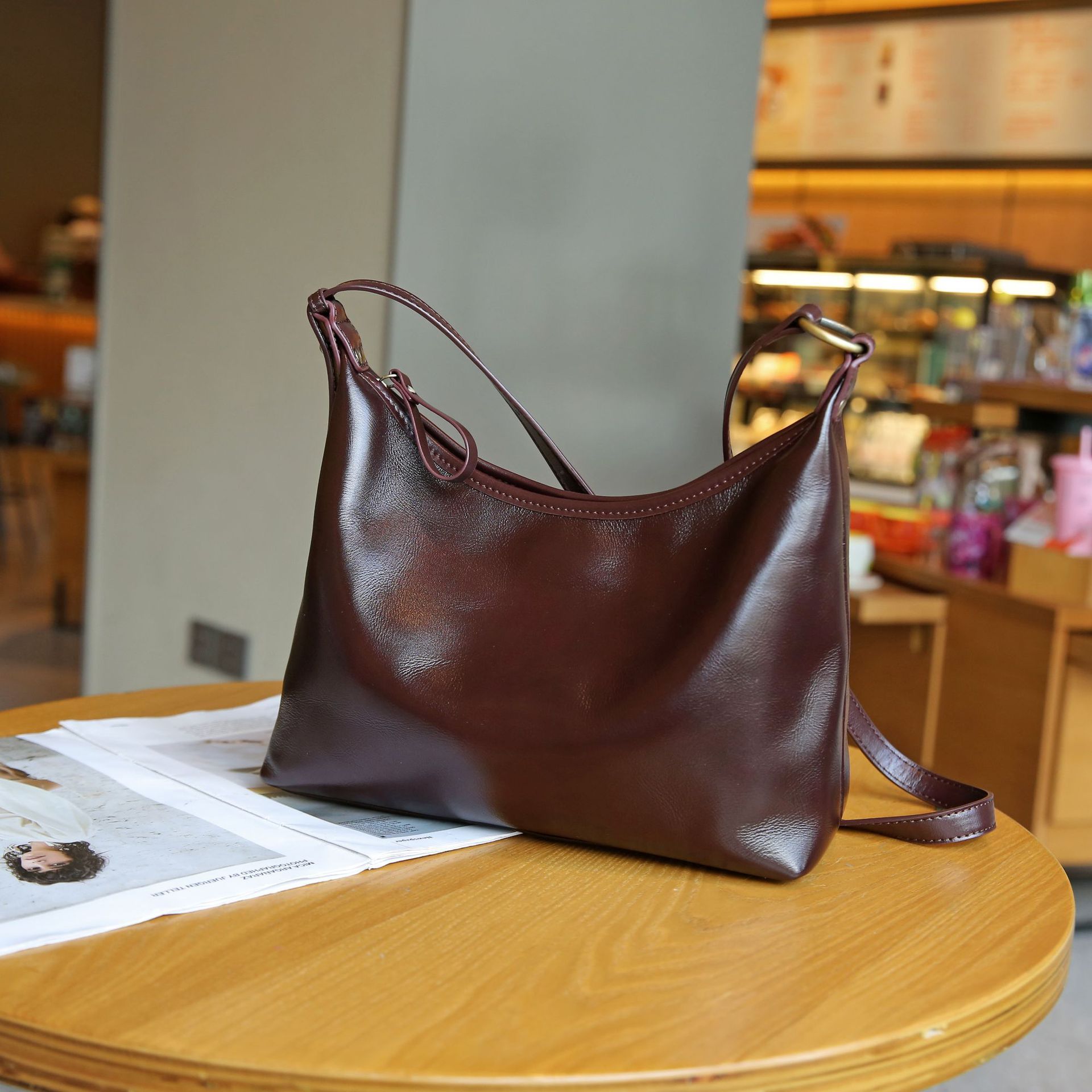 Leather All-match medium size Women's shoulder Bag